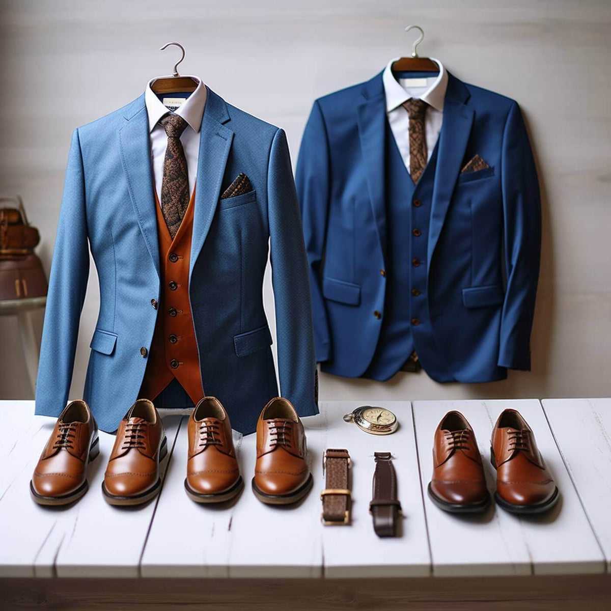 Navy blue suit and tan shoes deals