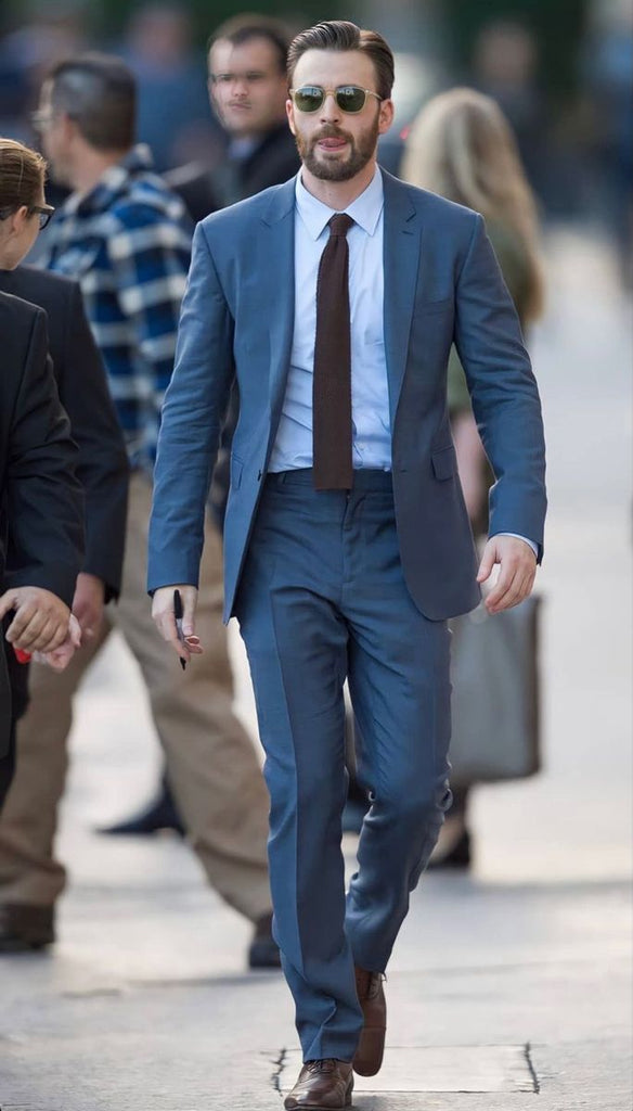 Stylish Blue Suit and Tan Shoes: Just a Perfect Combination