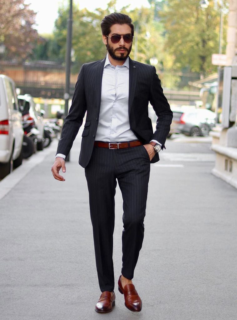 Modern Elegance: Black Suit with Brown and Tan Shoe Pairings Modern Elegance: Black Suit with Brown and Tan Shoe Pairings