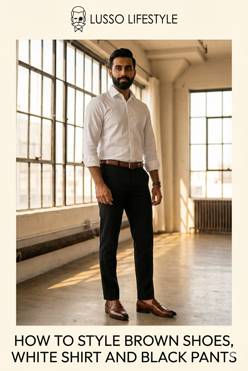 black dress pants white shirt brown shoes Effortlessly Stylish: The Art of Wearing Black Pants with Brown Shoes StudioSuits