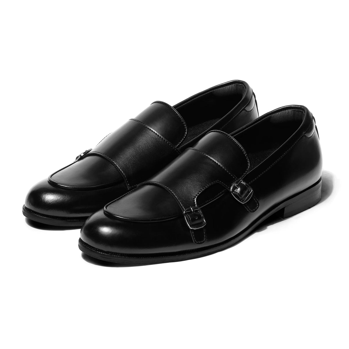 Enzo - Black Double-Monk Loafer - pair front view