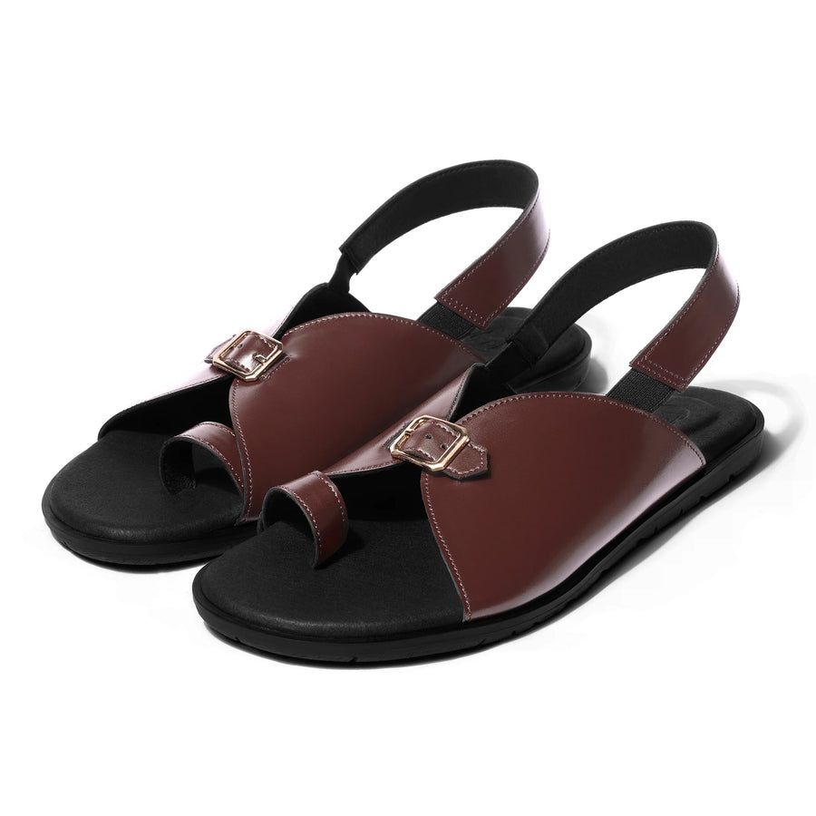 Jodha - Dark Tan Chappal - pair front view