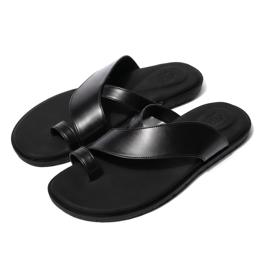 Lehar - Black Chappal - pair front view