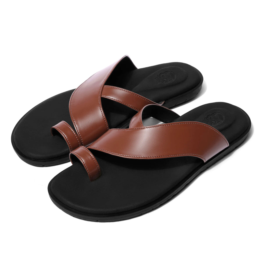 Lehar - British Tan Chappal - pair front view