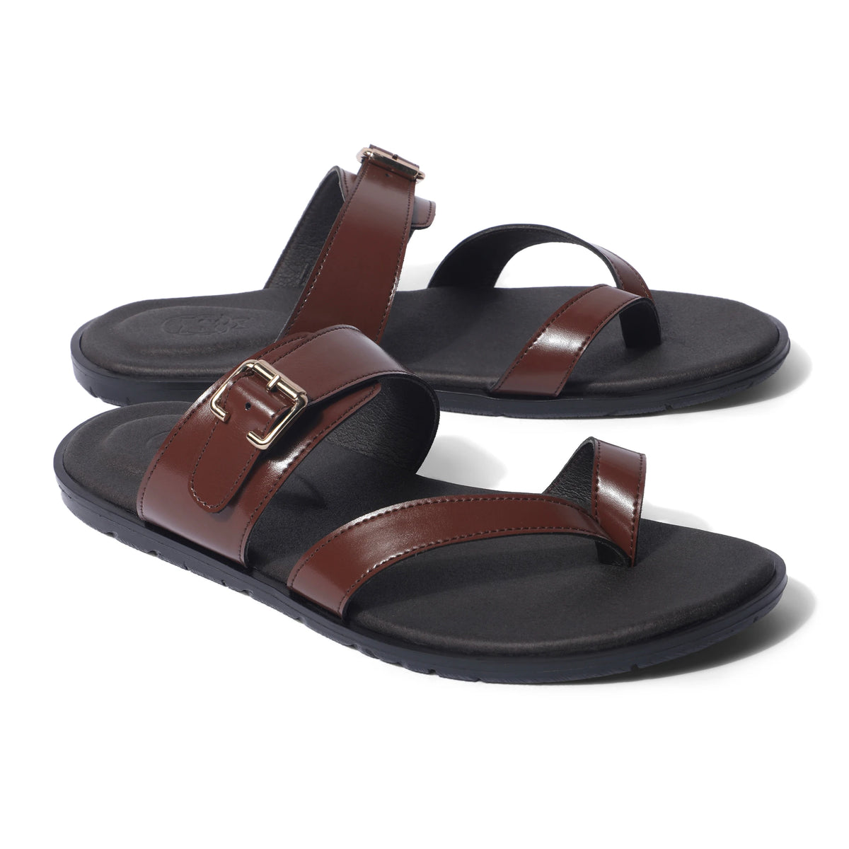 Sawai - Dark Tan Chappal - pair front view