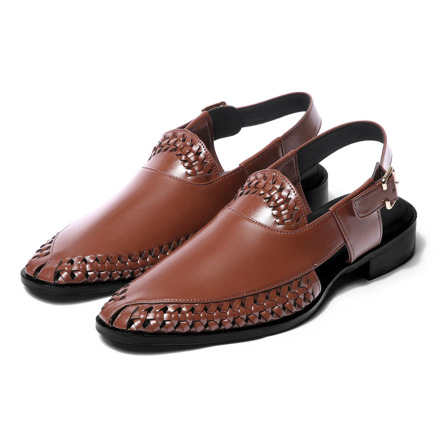 Tanaasha - British Tan Peshawari Sandal - pair front view