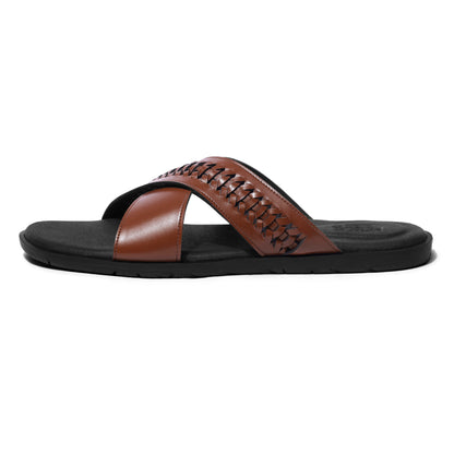 Mirah - British Tan Braided Chappals - side profile