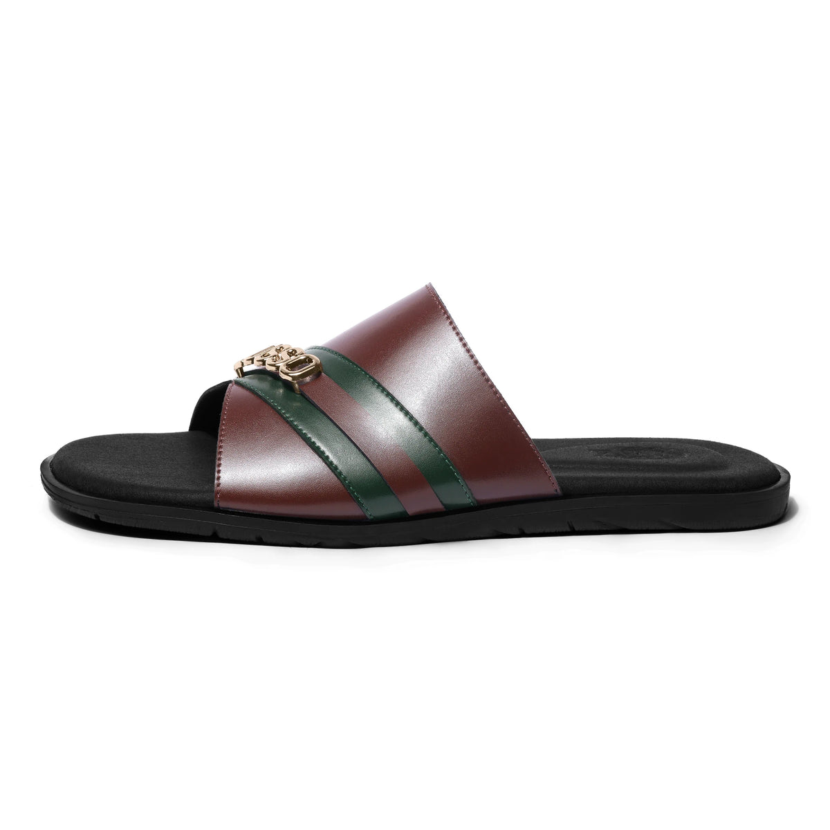 Nishaan - Tan & Green Chappal - side profile