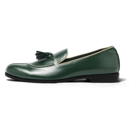 Sandro - Green Tassel Loafer - side profile