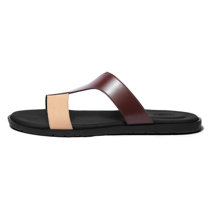 Sangam - Dark Tan & Beige Chappal - side profile