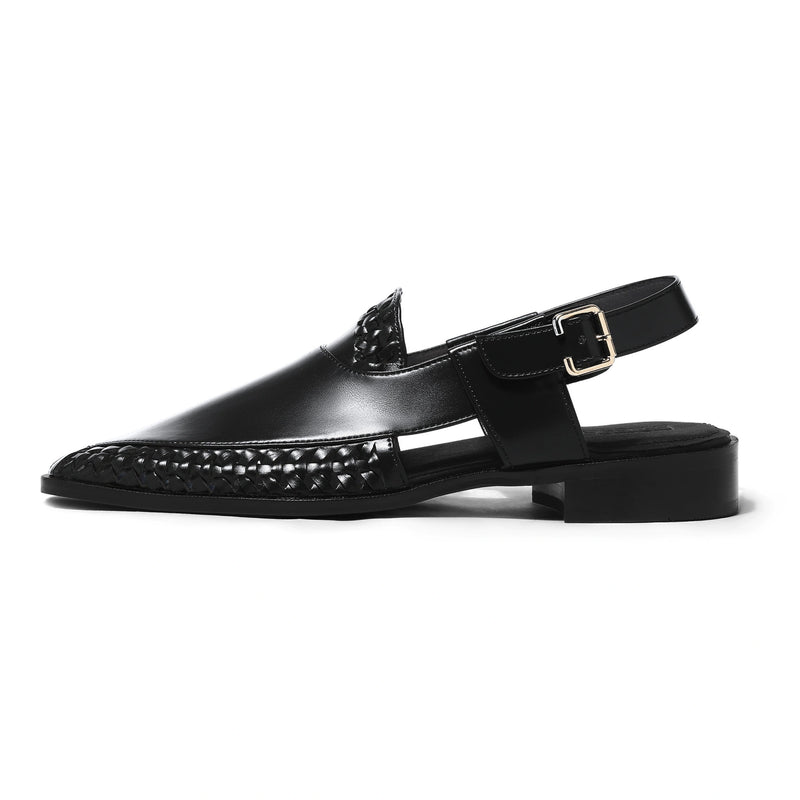 Tanaasha - Black Peshawari Sandal - side profile