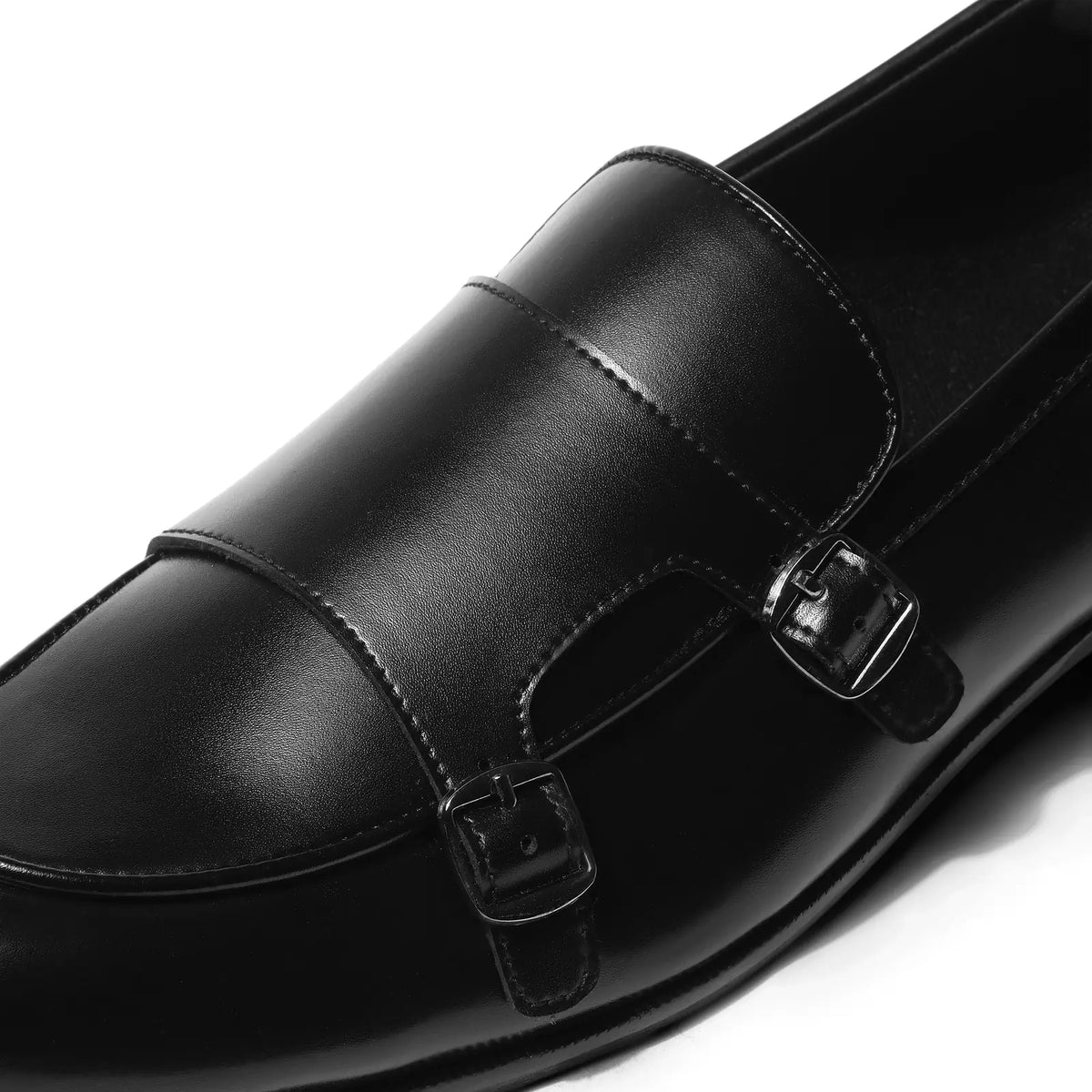 Enzo - Black Double-Monk Loafer - detail close-up