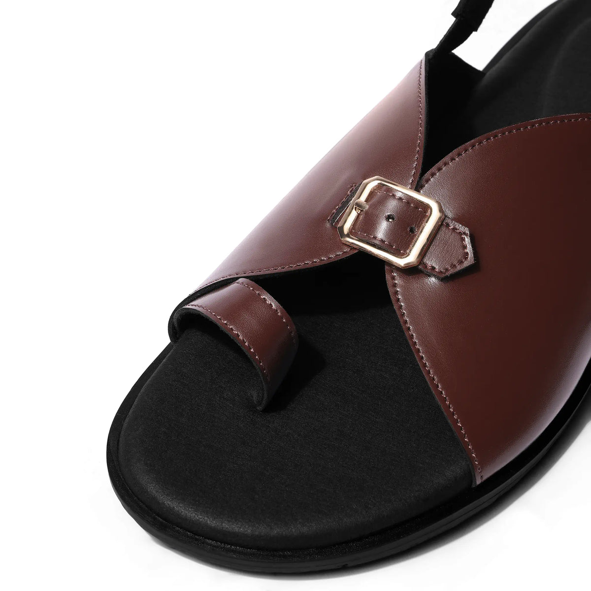 Jodha - Dark Tan Chappal - detail close-up