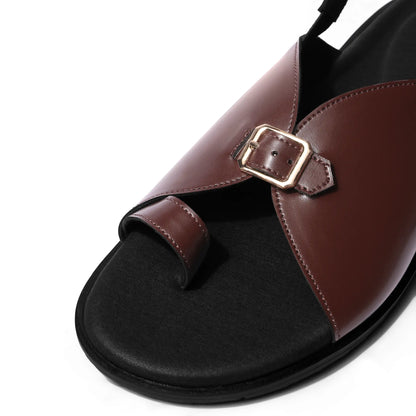 Jodha - Dark Tan Chappal - detail close-up