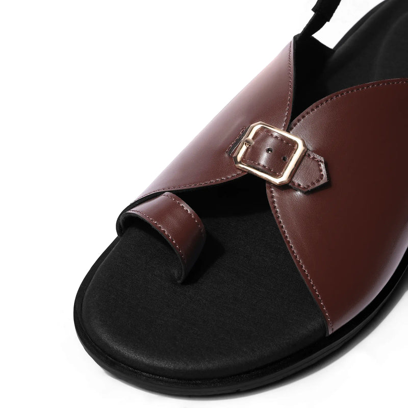 Jodha - Dark Tan Chappal - detail close-up