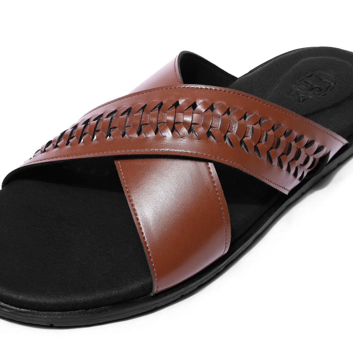 Mirah - British Tan Braided Chappals - detail close-up