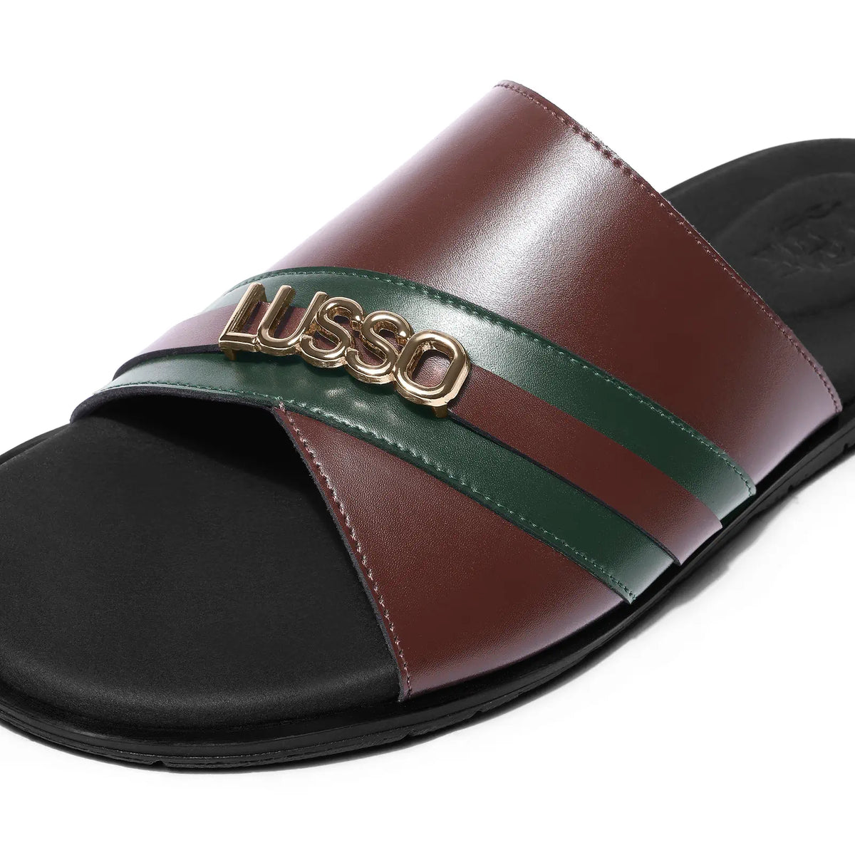 Nishaan - Tan & Green Chappal - detail close-up