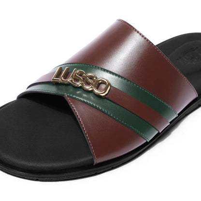 Nishaan - Tan & Green Chappal - detail close-up