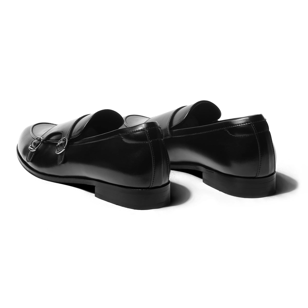Enzo - Black Double-Monk Loafer - pair back view