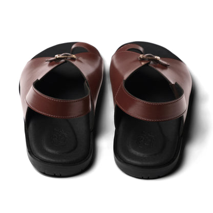 Jodha - Dark Tan Chappal - pair back view