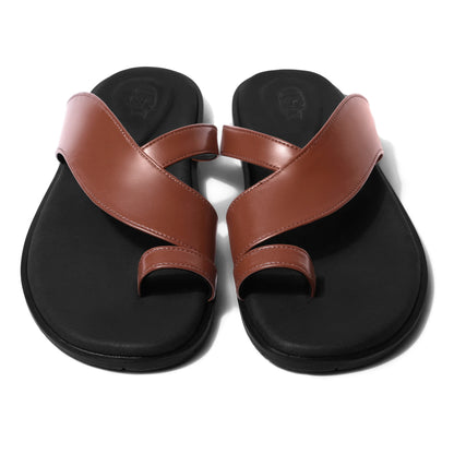 Lehar - British Tan Chappal - pair toe view