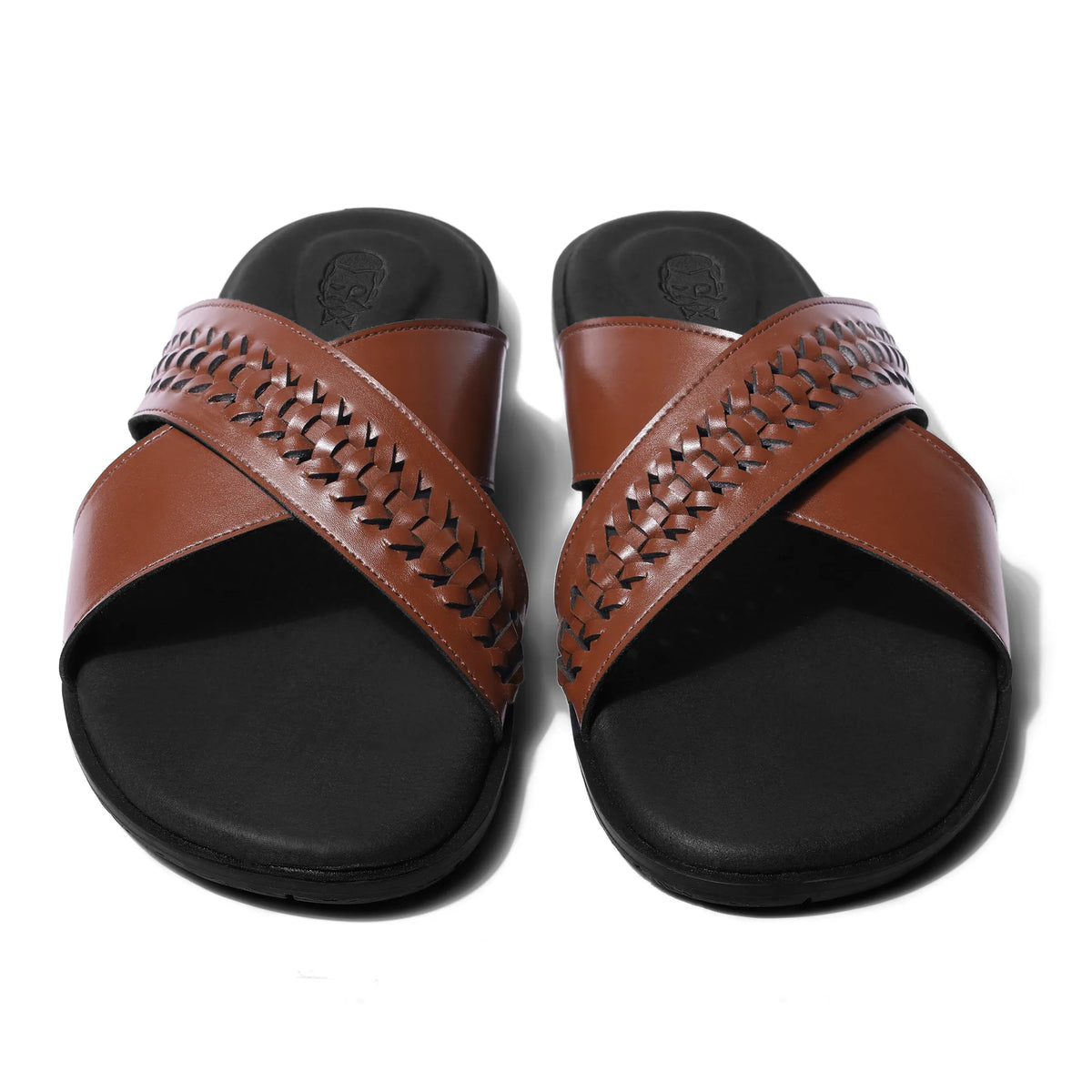 Mirah - British Tan Braided Chappals - pair toe view