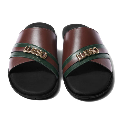 Nishaan - Tan & Green Chappal - pair toe view
