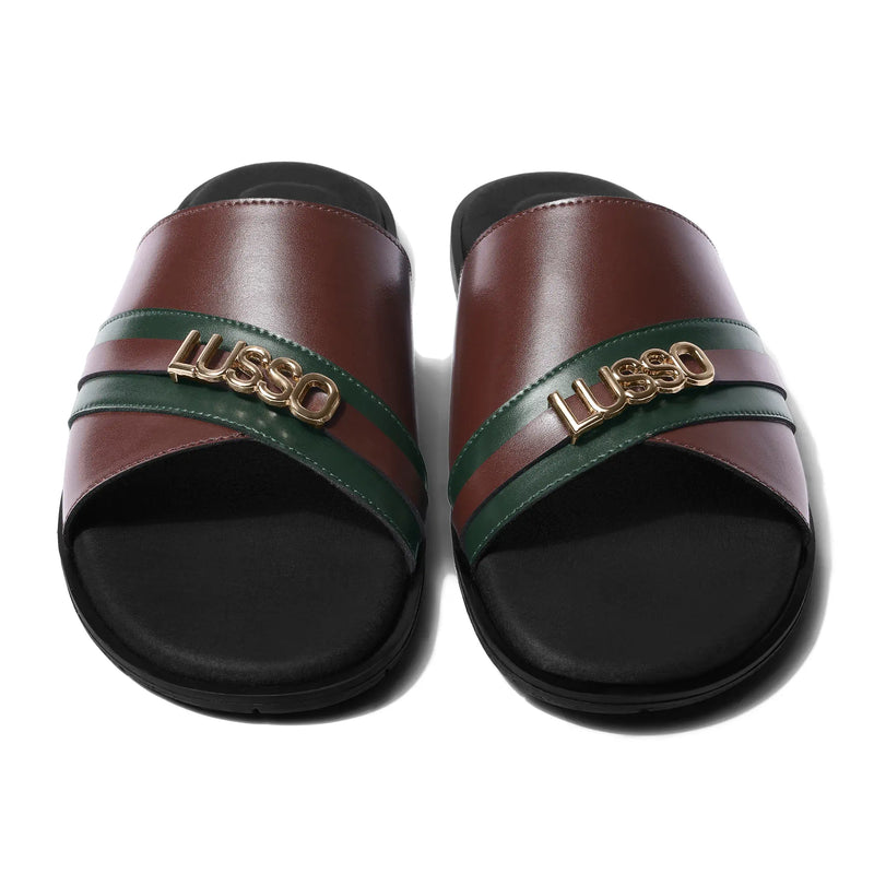 Nishaan - Tan & Green Chappal - pair toe view