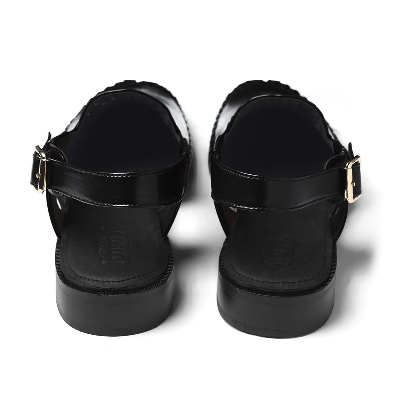 Tanaasha - Black Peshawari Sandal - pair back view