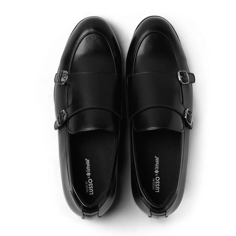 Enzo - Black Double-Monk Loafer - top view