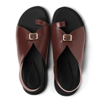 Jodha - Dark Tan Chappal - top view