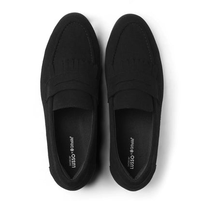 Marlo - Black Suede Penny Loafer - top view