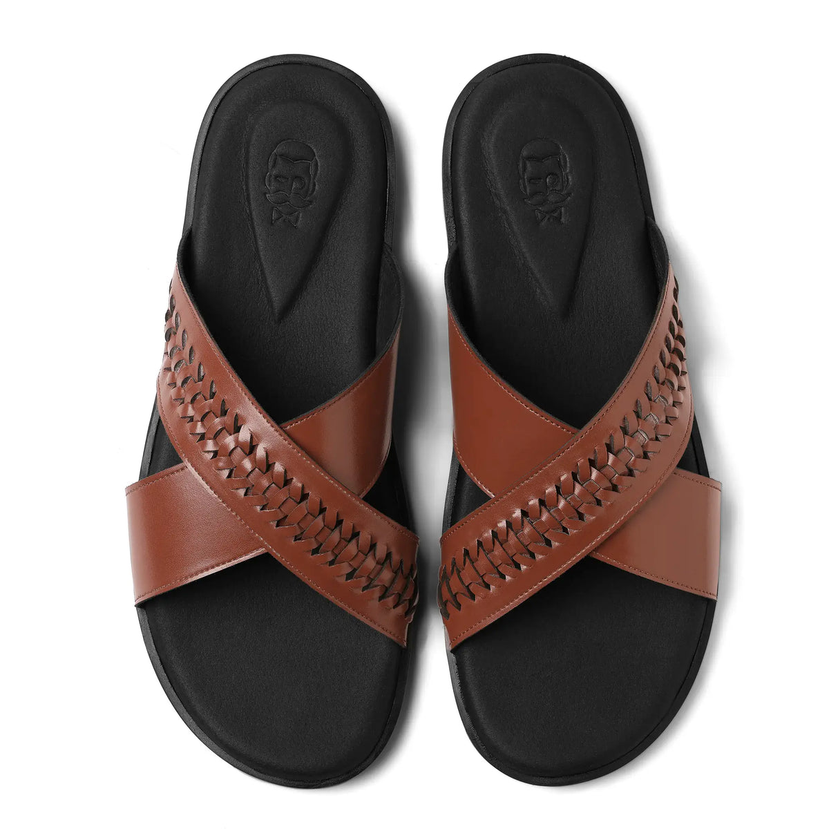 Mirah - British Tan Braided Chappals - top view