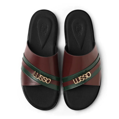 Nishaan - Tan & Green Chappal - top view