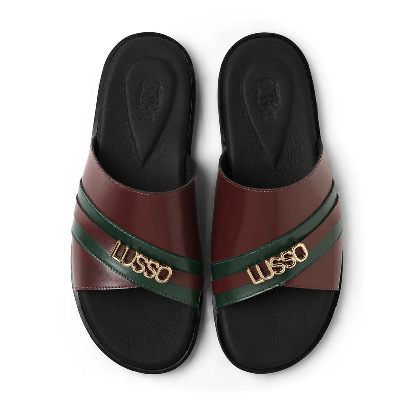 Nishaan - Tan & Green Chappal - top view