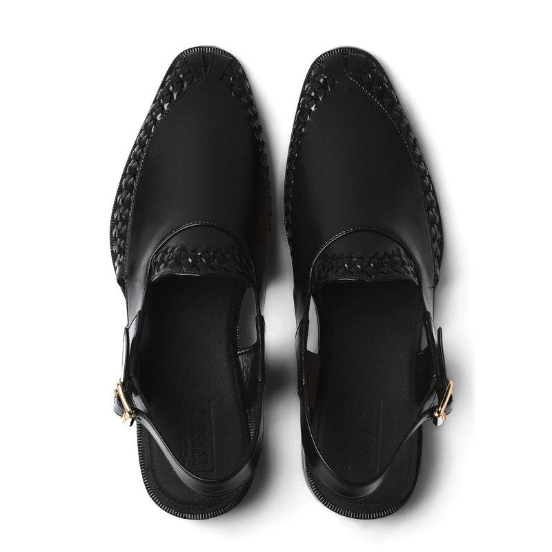 Tanaasha - Black Peshawari Sandal - top view