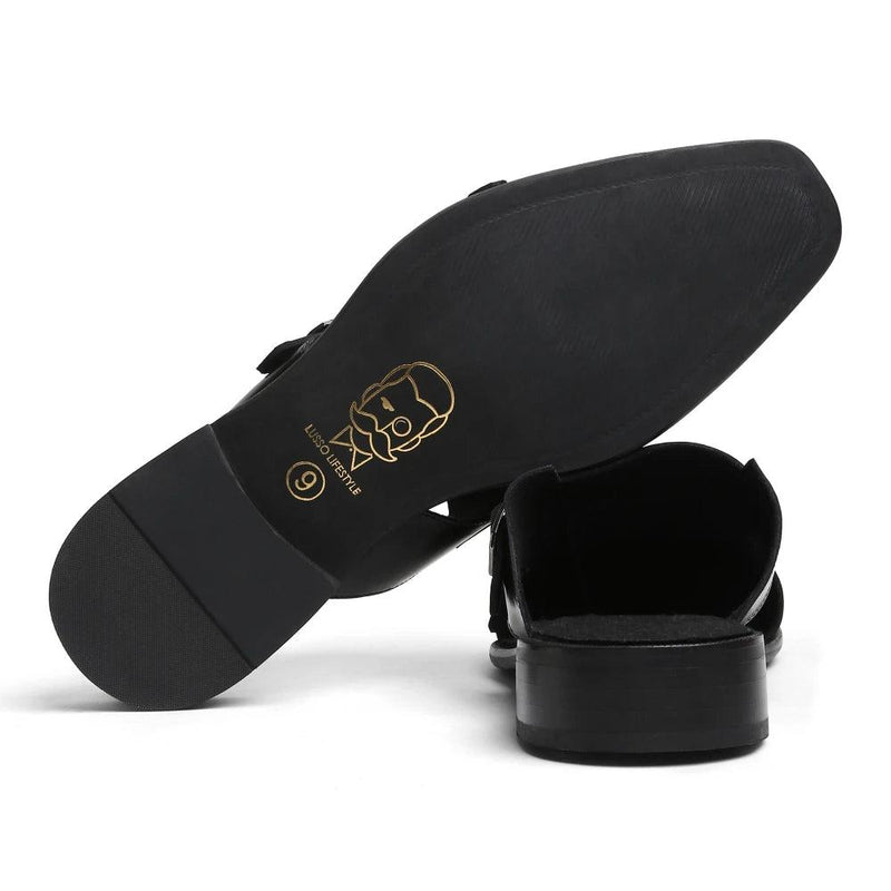 Hulio - Black Double Monk Mules