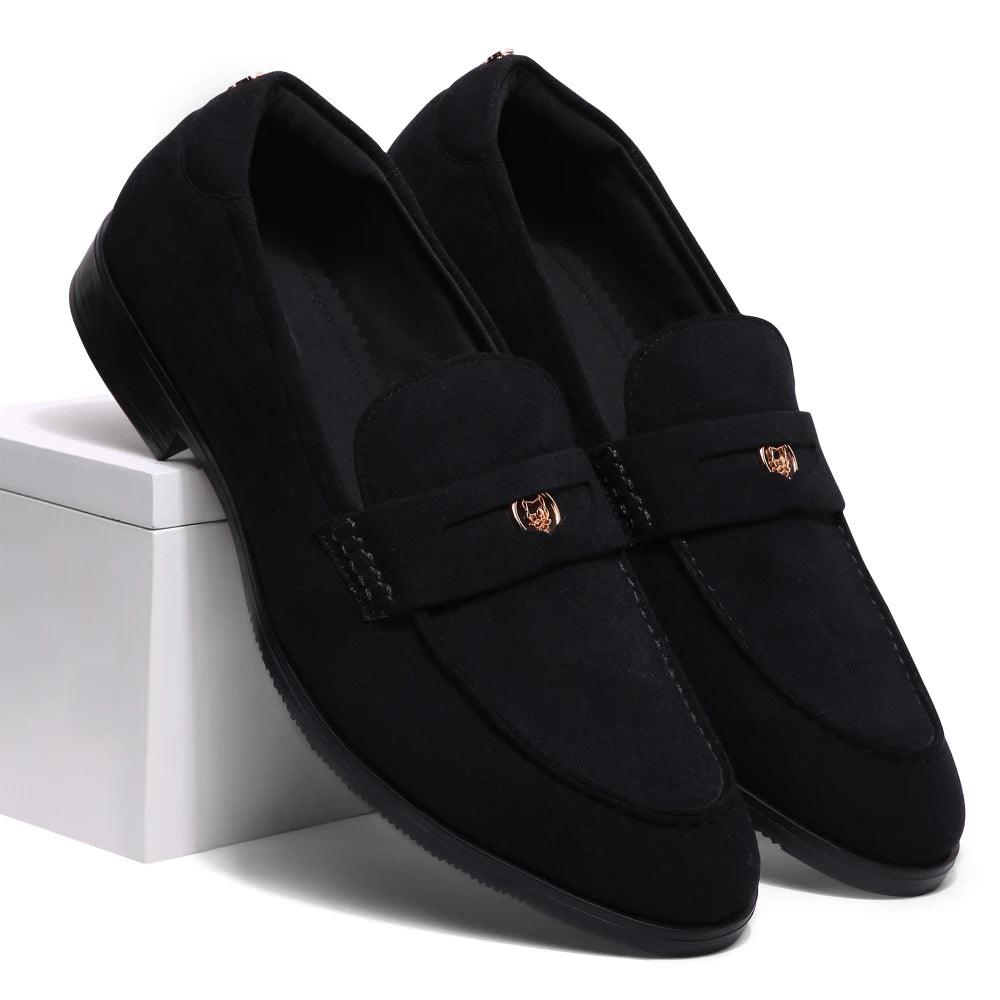 Elbono- Black Suede Penny Slip On