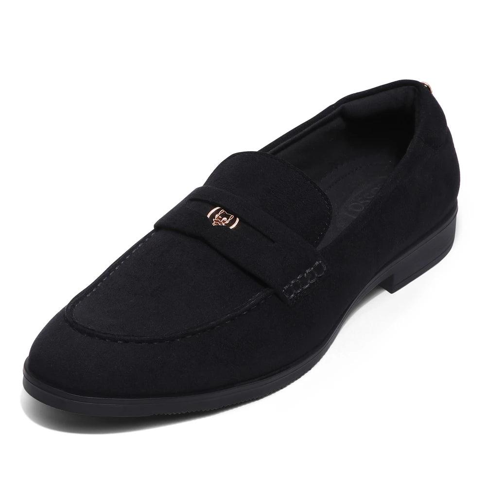 Elbono- Black Suede Penny Slip On