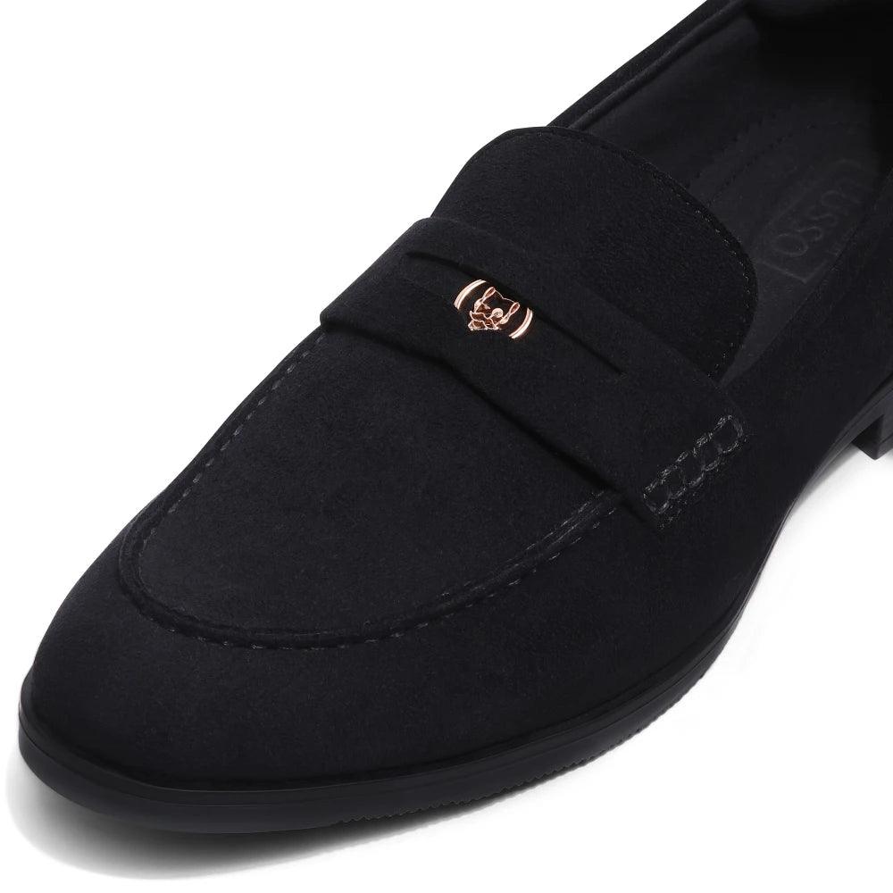 Elbono- Black Suede Penny Slip On