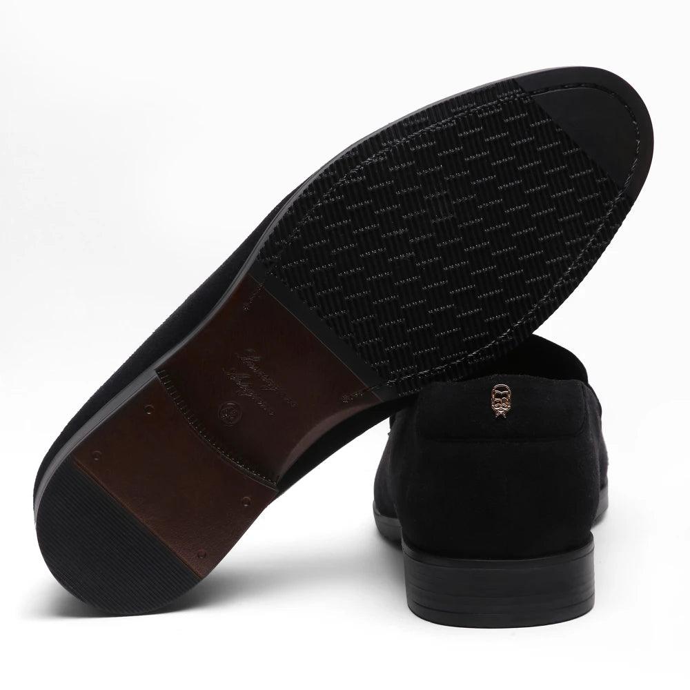 Elbono- Black Suede Penny Slip On