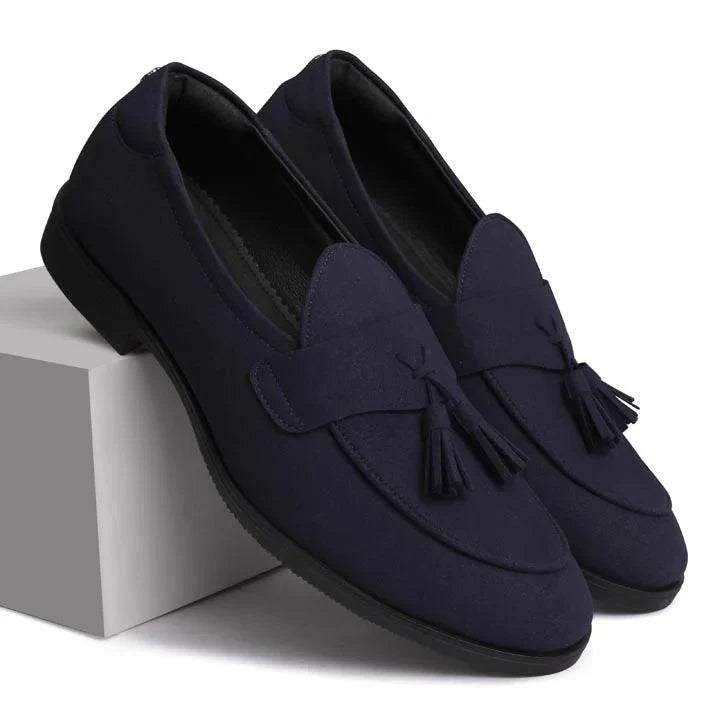 El Moho - Navy Blue Suede Tassel Slip-On - By Lusso