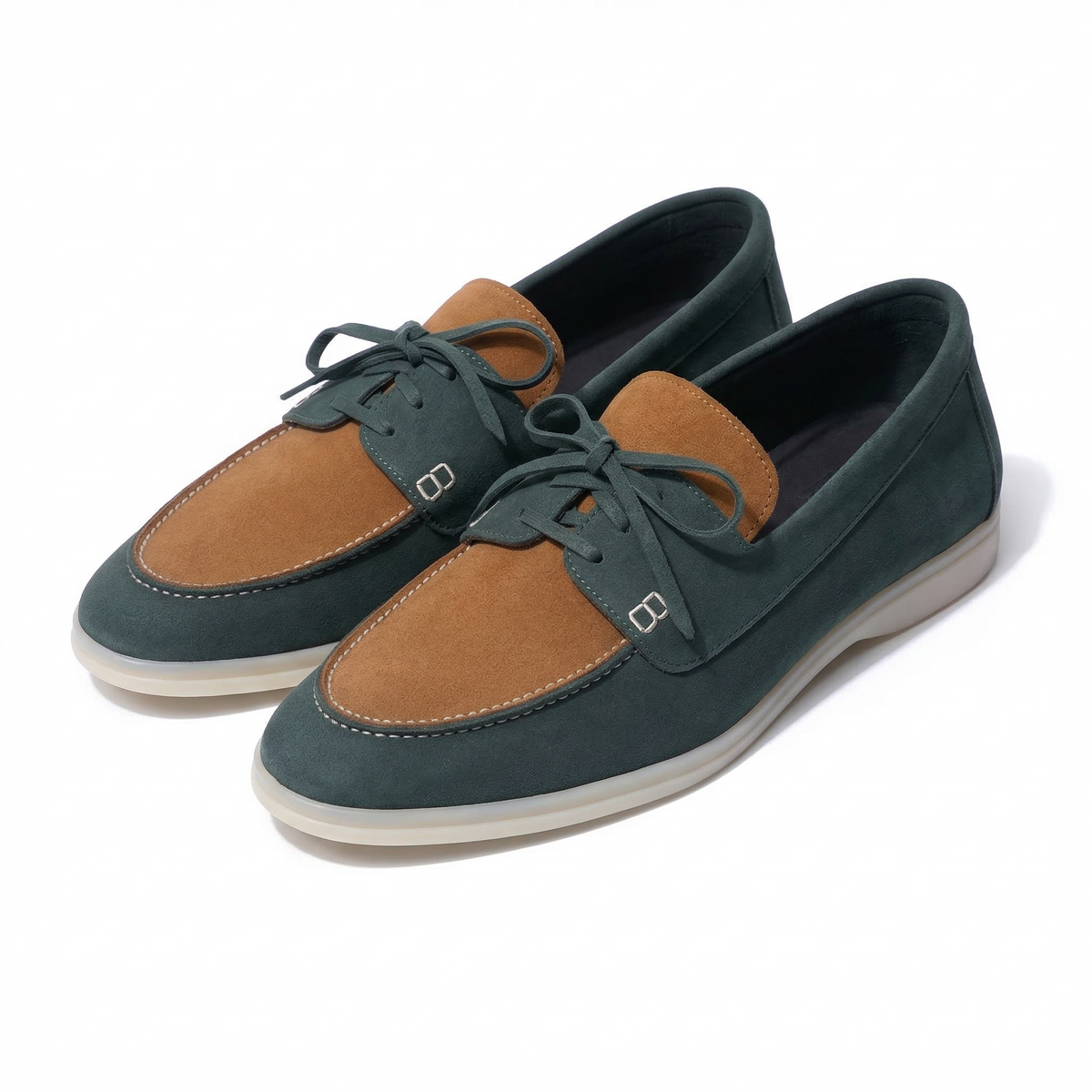 Horizon Boat Shoes - Green & Cognac Tan