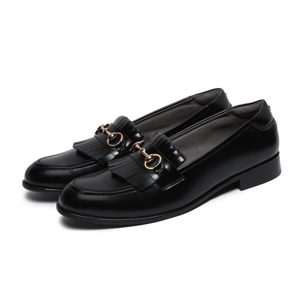 GUSTOSO BLACK | HORSEBIT FRINGE SLIP-ON - By Lusso