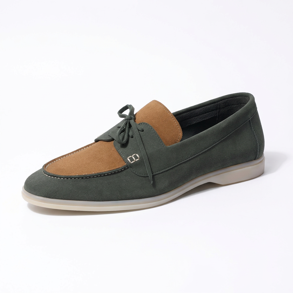 Horizon Boat Shoes - Green & Cognac Tan