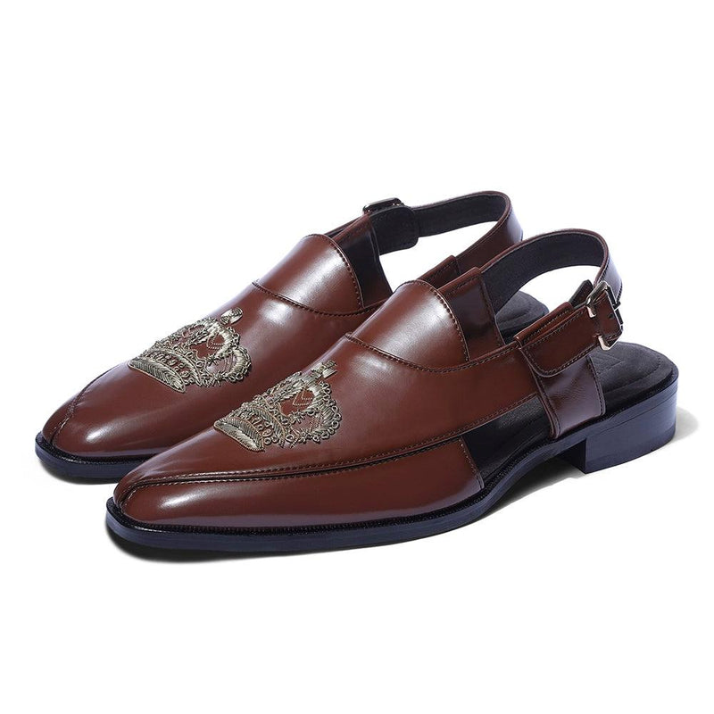 Mizhar - Pathani Tan Zardozi Sandal