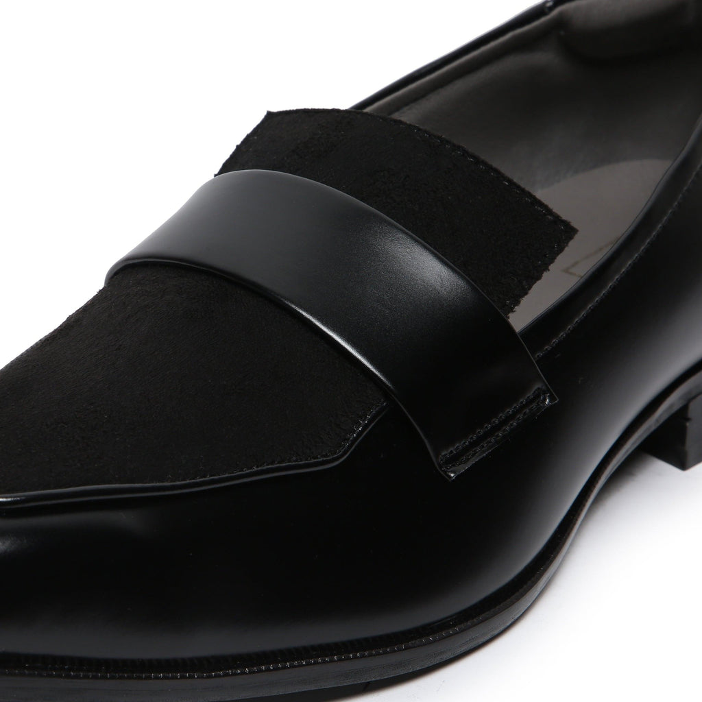 RABONE - BLACK SQUARE TOE SLIP-ON - By Lusso