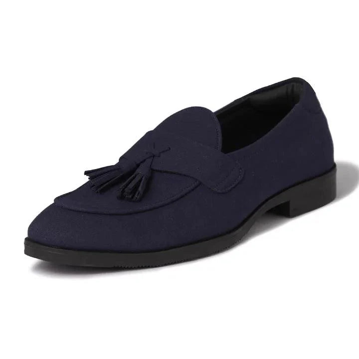 El Moho - Navy Blue Suede Tassel Slip-On - By Lusso