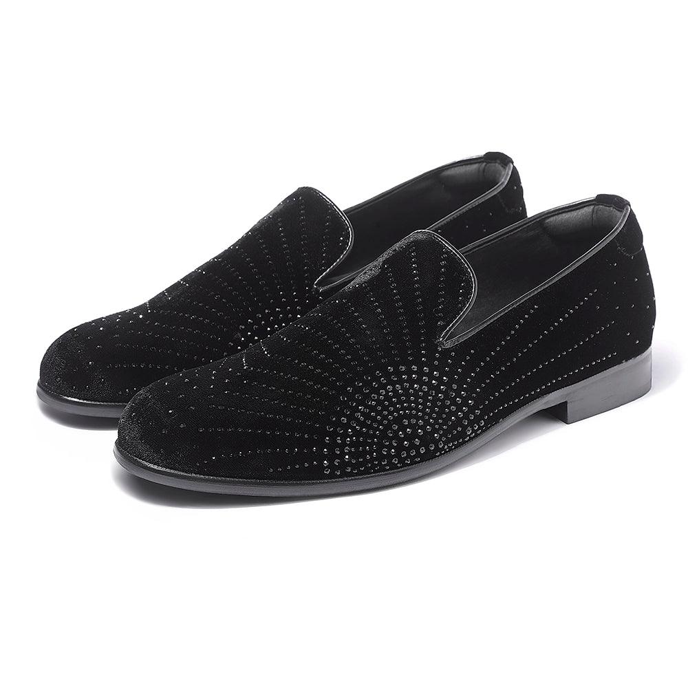 Santori Black Velvet Sequin Slip-On