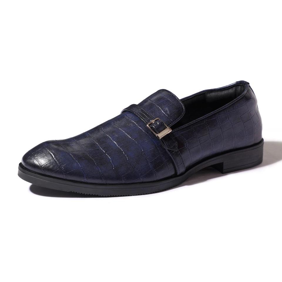 Morris- Blue Croco Belt Slipon - By Lusso